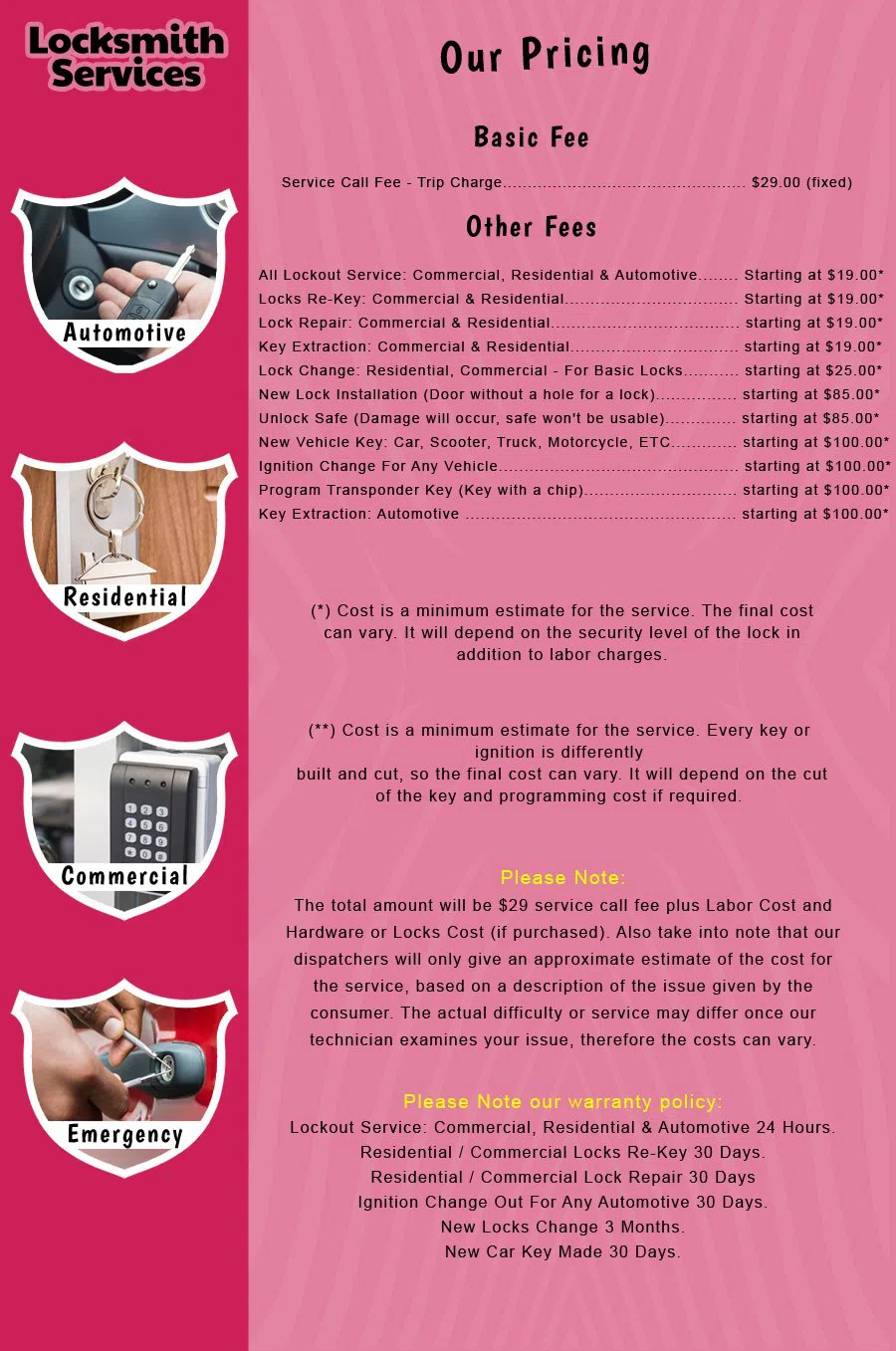 Moonachie NJ Locksmith Store Moonachie, NJ 201-425-9623 - price-list-c-18
